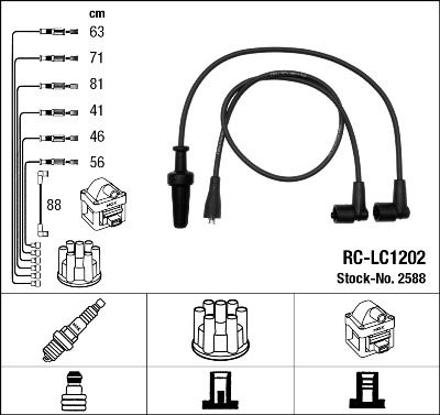 Augstsprieguma vadu komplekts NGK 2588