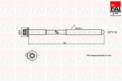 Комплект болтов головки цилидра FAI AUTOPARTS B1139