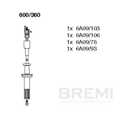 Комплект проводов зажигания BREMI 600/360