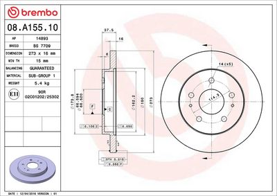 Тормозной диск BREMBO 08.A155.10