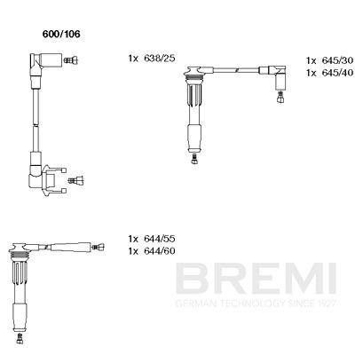 Комплект проводов зажигания BREMI 600/106