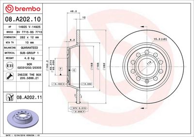 Тормозной диск BREMBO 08.A202.10