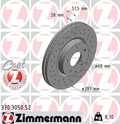 Тормозной диск ZIMMERMANN 370.3050.52