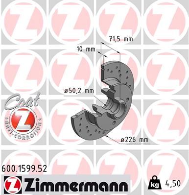 Тормозной диск ZIMMERMANN 600.1599.52
