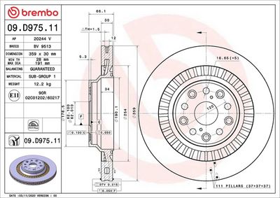Bremžu diski BREMBO 09.D975.11