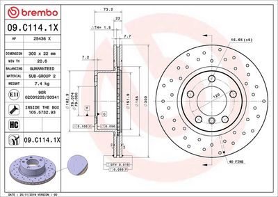 Тормозной диск BREMBO 09.C114.1X
