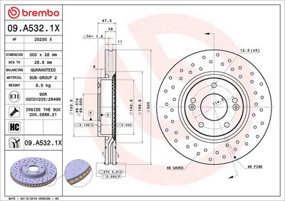 Тормозной диск BREMBO 09.A532.1X