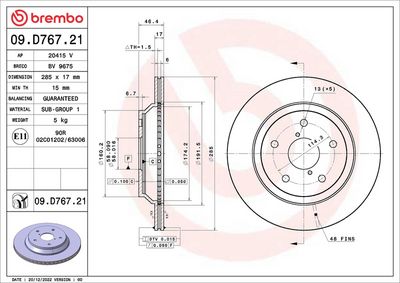 Тормозной диск BREMBO 09.D767.21