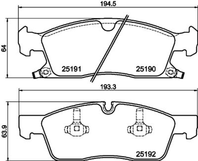 Bremžu uzliku kompl., Disku bremzes HELLA PAGID 8DB 355 019-551