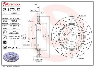 Bremžu diski BREMBO 09.9573.1X
