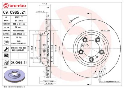 Тормозной диск BREMBO 09.C985.21