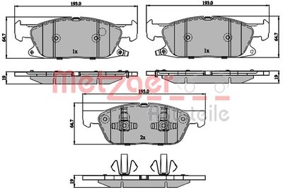 Bremžu uzliku kompl., Disku bremzes METZGER 1170848