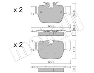 Bremžu uzliku kompl., Disku bremzes METELLI 22-1267-0