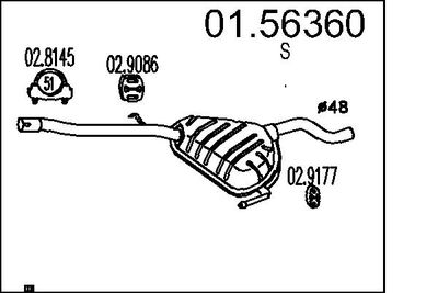 Средний глушитель выхлопных газов MTS 01.56360