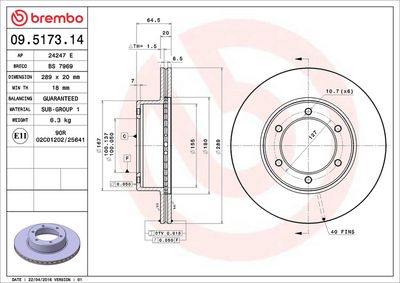 Тормозной диск BREMBO 09.5173.14