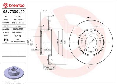 Bremžu diski BREMBO 08.7300.20