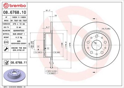 Тормозной диск BREMBO 08.6768.11