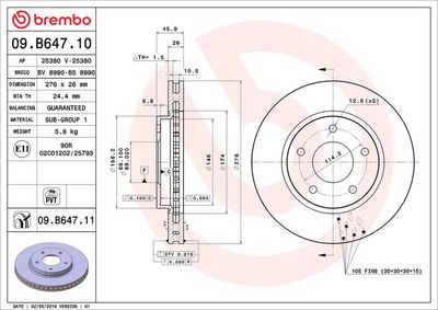 Тормозной диск BREMBO 09.B647.11