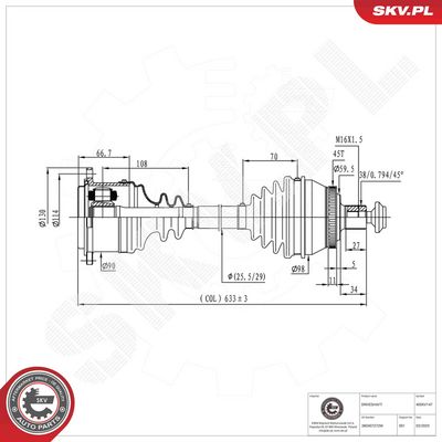 Piedziņas vārpsta ESEN SKV 40SKV147
