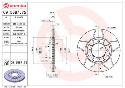 Bremžu diski BREMBO 09.5587.75