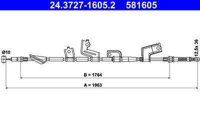 Тросик, cтояночный тормоз ATE 24.3727-1605.2
