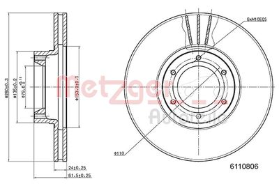 Тормозной диск METZGER 6110806