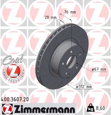Тормозной диск ZIMMERMANN 400.3607.20