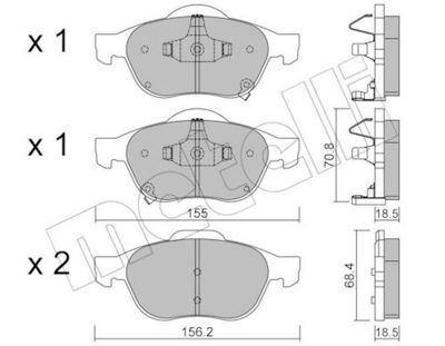 Комплект тормозных колодок, дисковый тормоз METELLI 22-0448-0
