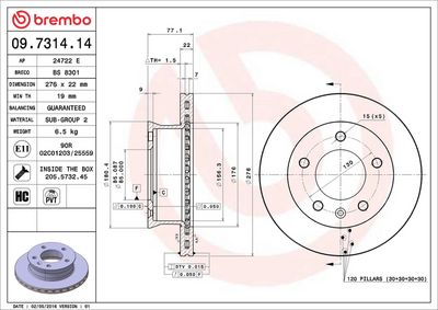 Bremžu diski BREMBO 09.7314.14