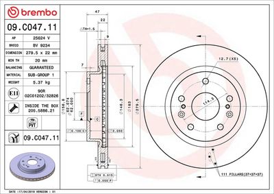 Тормозной диск BREMBO 09.C047.11