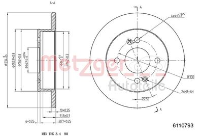 Тормозной диск METZGER 6110793