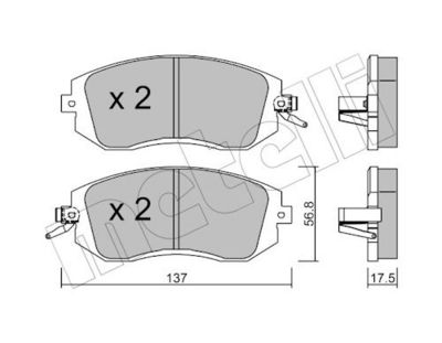 Комплект тормозных колодок, дисковый тормоз METELLI 22-0500-1