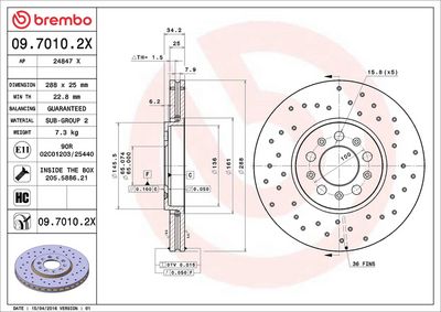 Тормозной диск BREMBO 09.7010.2X