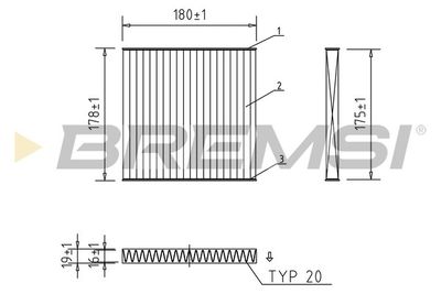Фильтр, воздух во внутренном пространстве BREMSI FC2519C