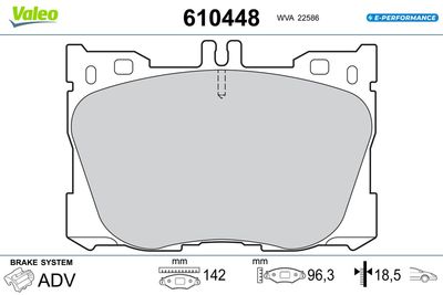Комплект тормозных колодок, дисковый тормоз VALEO 610448