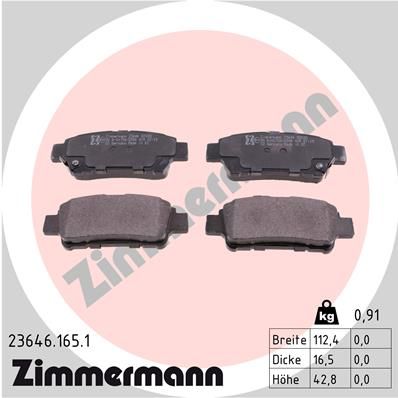 Bremžu uzliku kompl., Disku bremzes ZIMMERMANN 23646.165.1