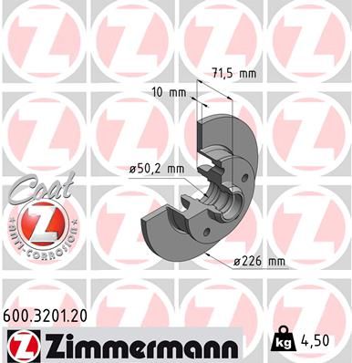 Тормозной диск ZIMMERMANN 600.3201.20