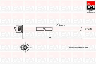 Комплект болтов головки цилидра FAI AutoParts B2111