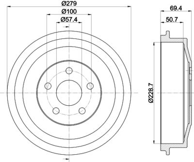 Тормозной барабан HELLA PAGID 8DT 355 303-101