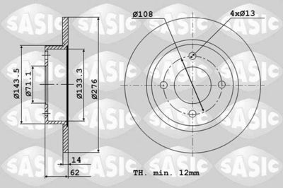 Тормозной диск SASIC 2464W44J