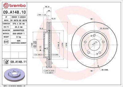 Тормозной диск BREMBO 09.A148.11