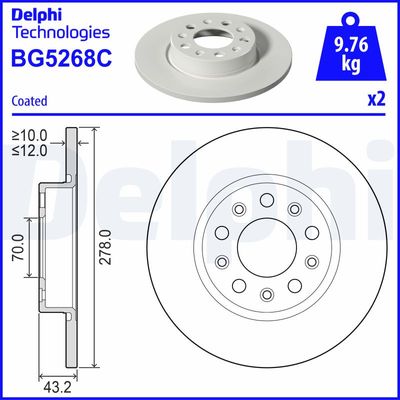 Bremžu diski DELPHI BG5268C