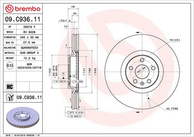 Тормозной диск BREMBO 09.C936.11
