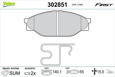 Bremžu uzliku kompl., Disku bremzes VALEO 302851