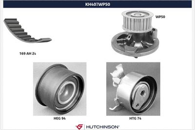 Ūdenssūknis + Zobsiksnas komplekts HUTCHINSON KH 407WP50