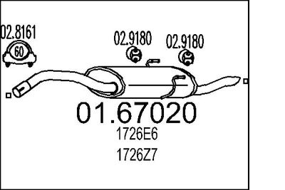 Глушитель выхлопных газов конечный MTS 01.67020