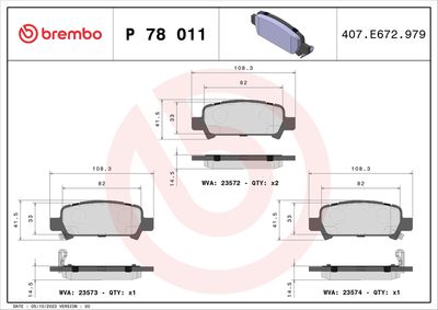 Bremžu uzliku kompl., Disku bremzes BREMBO P 78 011