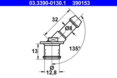 Соединительный патрубок, шлангопровод ATE 03.3390-0130.1