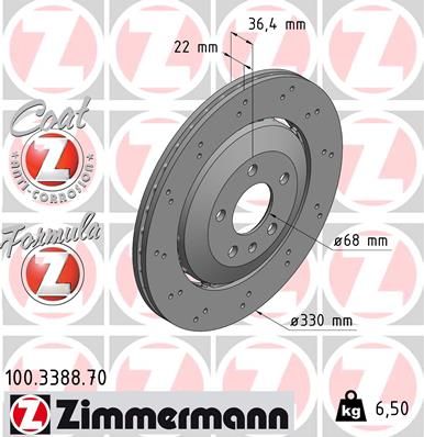 Bremžu diski ZIMMERMANN 100.3388.70