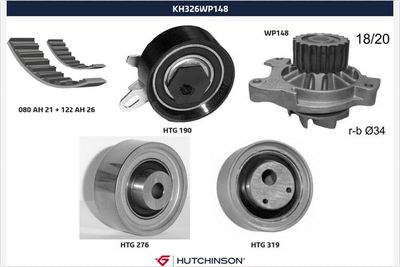 Ūdenssūknis + Zobsiksnas komplekts HUTCHINSON KH 326WP148